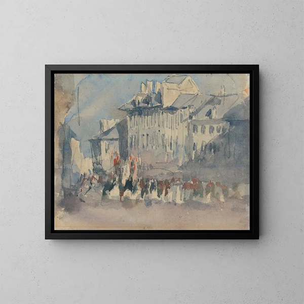 En religiøs procession - David Cox — indrammet kunstværk på væggen