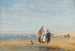 Calais-stranden med rejesfiskere og en hund - David Cox — visning af kunstværket