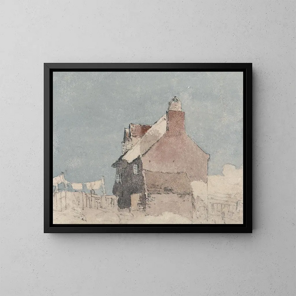 Cottage i Northfleet, Kent - David Cox — indrammet kunstværk på væggen