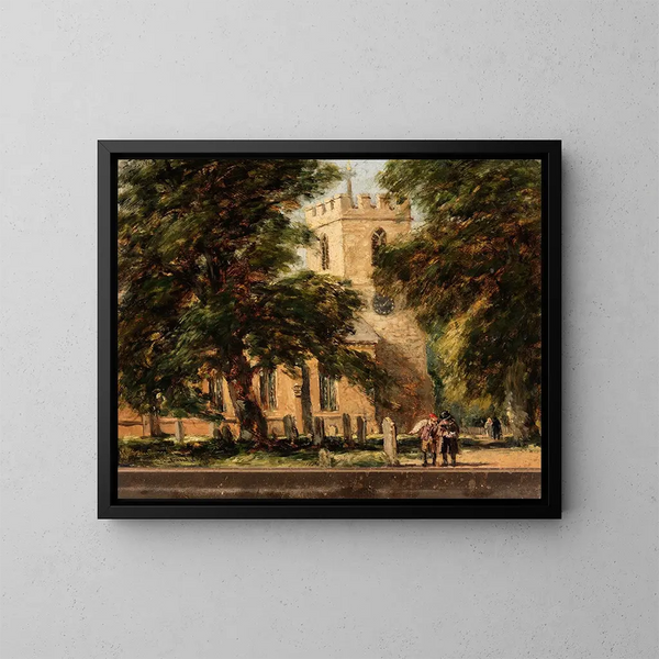 Harborne Kirke nær Birmingham - David Cox — indrammet kunstværk på væggen