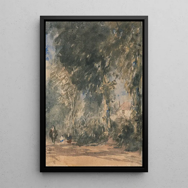 "Les portes de l'abbaye regardant vers la maison de Greenfield" - David Cox — indrammet kunstværk på væggen