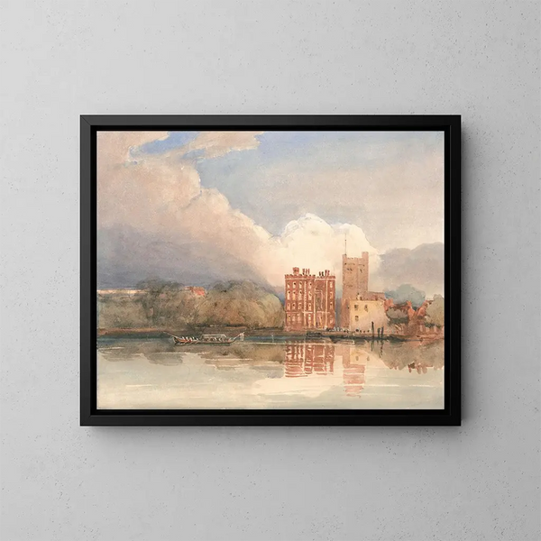 Vue du palais de Lambeth sur la Tamise - David Cox — indrammet kunstværk på væggen