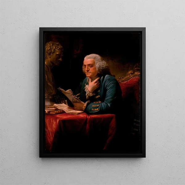 Benjamin Franklin - David Martin — indrammet kunstværk på væggen