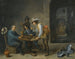 En vagtskue scene med spillere af trictrac i forgrunden - David Teniers den Yngre — visning af kunstværket