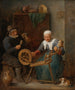 Et ægtepar ældre personer spinder uld i et interiør - David Teniers den Yngre — visning af kunstværket