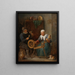 Et ægtepar ældre personer spinder uld i et interiør - David Teniers den Yngre — indrammet kunstværk på væggen