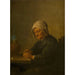 Reproduktion af maleriet En gammel kvinde, der skærer tobak - David Teniers den Yngre