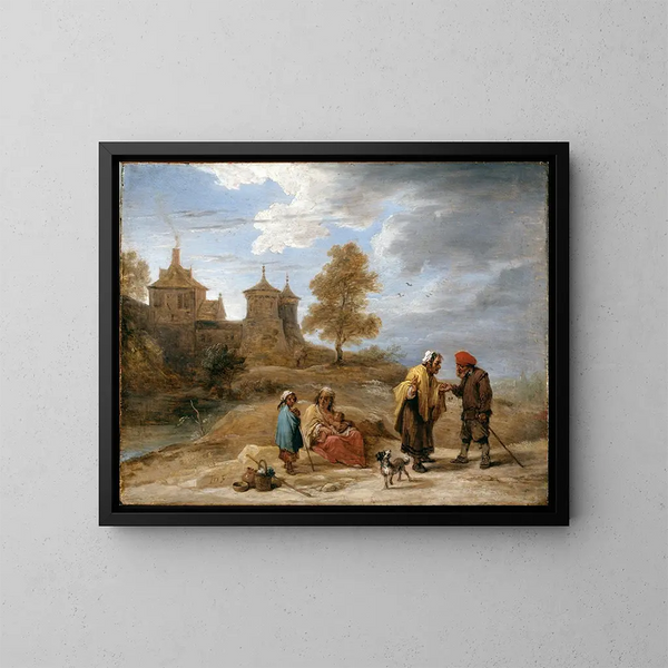 Gitanes-maleri i et landskab - David Teniers den Yngre — indrammet kunstværk på væggen