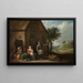 landskab med en bonde ved døren til et lille hus med en siddende kvinde og et barn - David Teniers den Yngre — indrammet kunstværk på væggen