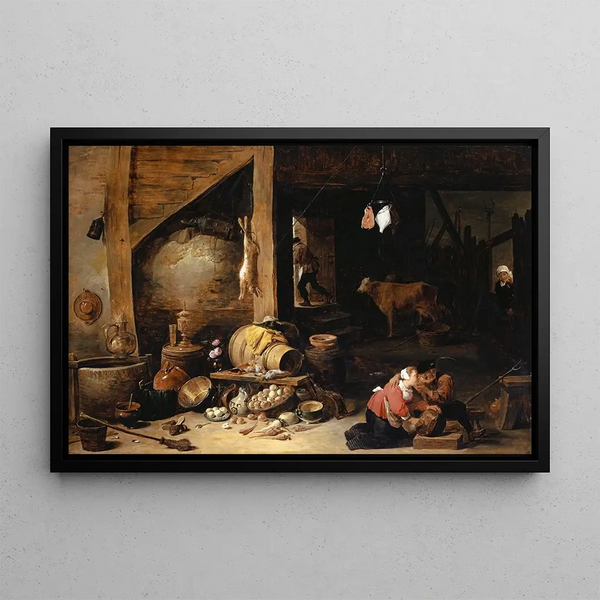 i stalden - David Teniers den Yngre — indrammet kunstværk på væggen