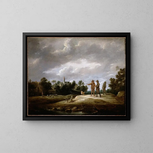 Landmænd i samtale - David Teniers den Yngre — indrammet kunstværk på væggen