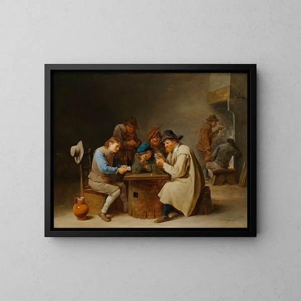 Les Joueurs de cartes - David Teniers le Jeune — indrammet kunstværk på væggen