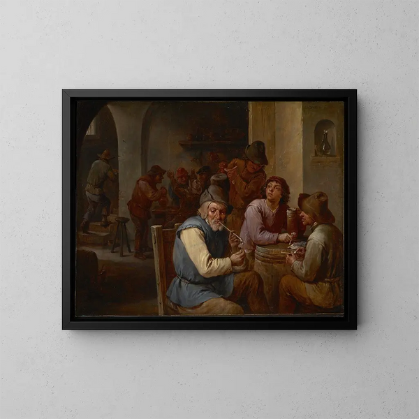 Le Pub de Campagne - David Teniers den Yngre — indrammet kunstværk på væggen