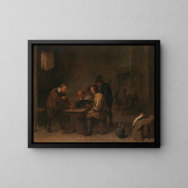 Les Joueurs - David Teniers den Yngre — indrammet kunstværk på væggen