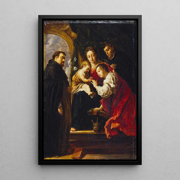 Reproduktion af maleriet Den mystiske bryllup af Sankt Katharina efter Fetti - David Teniers den Yngre