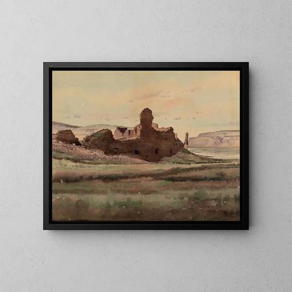 Ruins of Pueblo Bonito, Canyon de Chaco, New Mexico - Af Lancey Gill — indrammet kunstværk på væggen