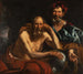Démokrit og Heraklit - Jacob Jordaens — visning af kunstværket