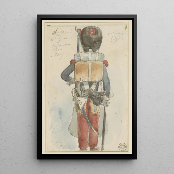 Reproduktion af maleriet Studie af uniform - Denis Auguste Marie Raffet
