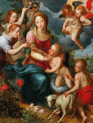 Denys Calvaert - The Virgin and Child with the Infant Saint John the Baptist surrounded by angels.webp