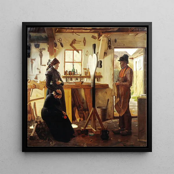 Deux femmes visitent l'artiste du village pour voir la croix funéraire commandée - Christen Dalsgaard