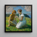 To unge piger med en sommerfugl - Harold Harvey — indrammet kunstværk på væggen