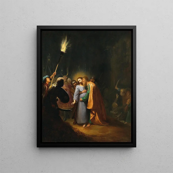 La Prise du Christ - Dirck Dircksz van Santvoort — indrammet kunstværk på væggen