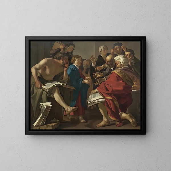 Le Christ parmi les docteurs - Dirck van Baburen — indrammet kunstværk på væggen