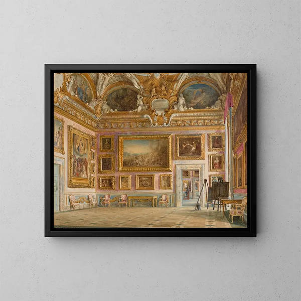 Indendørs af Palazzo Pitti i Firenze, Saturnsalen - Domenico Caligo — indrammet kunstværk på væggen