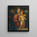 La Sainte Famille med Madonnen, der støtter den stående Jesusbarn på en stenrand - Domenico Puligo — indrammet kunstværk på væggen