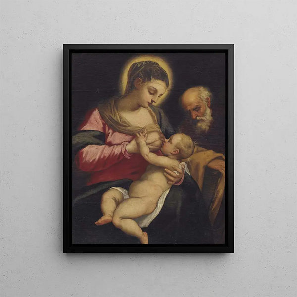 Den Hellige Familie - Domenico Tintoretto — indrammet kunstværk på væggen