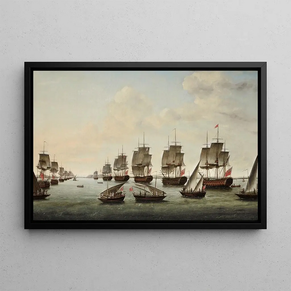 Dominic Serres - The fleet under the command of RearAdmiral Charles Watson and Commodore William James approaching Geriah on 12 February 1756 for the final showdown with the pirate Tulagee Angria.webp