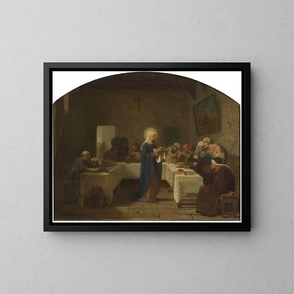Sainte Elisabeth af Frankrig, der tjener de fattige - Désiré François Laugée — indrammet kunstværk på væggen
