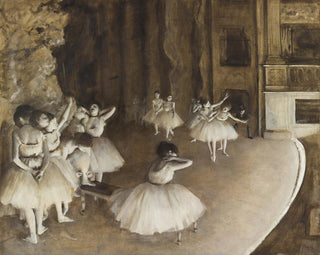 Balletøvelse på scenen - Edgar Degas — visning af kunstværket