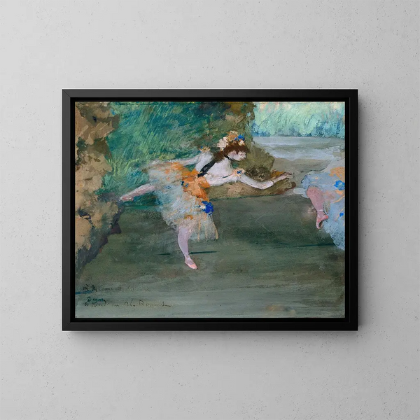Danseud på scenen - Edgar Degas — indrammet kunstværk på væggen