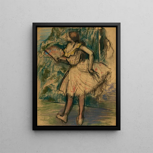 Dansepige med en vifte - Edgar Degas — indrammet kunstværk på væggen