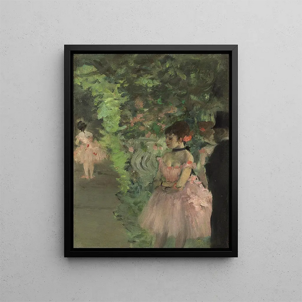 Dansere bag kulisserne - Edgar Degas — indrammet kunstværk på væggen