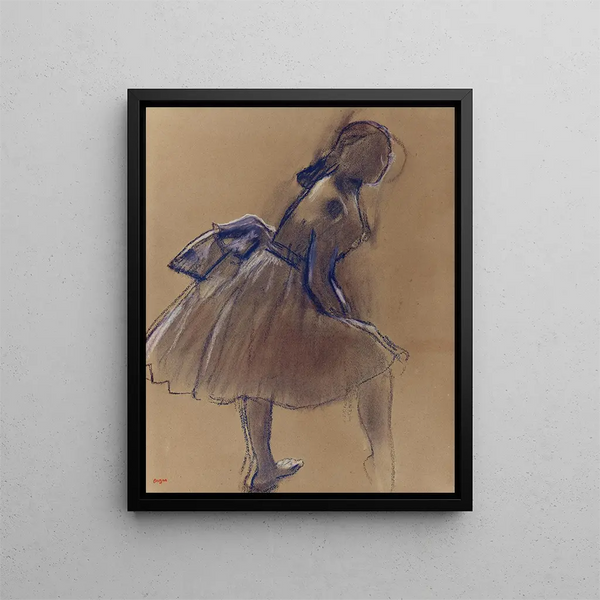 Danseuse stående i profil - Edgar Degas — indrammet kunstværk på væggen
