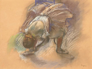 Danseuse justerer sin sko - Edgar Degas — visning af kunstværket