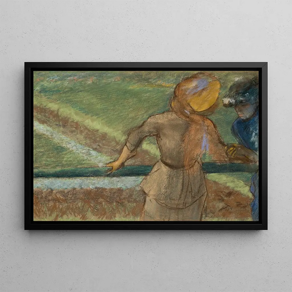 To kvinder, der taler - Edgar Degas — indrammet kunstværk på væggen