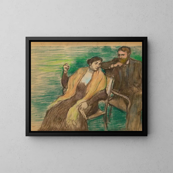 Esquisse til et portræt af M. og Mme Louis Rouart - Edgar Degas — indrammet kunstværk på væggen