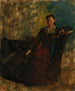 Kvinde sidende på en sofa - Edgar Degas — visning af kunstværket