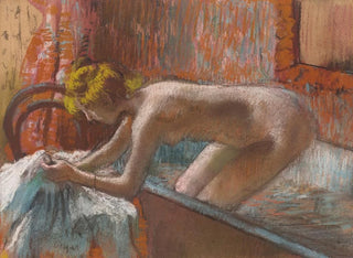 Kvindemaleri, der kommer ud af badet - Edgar Degas — visning af kunstværket