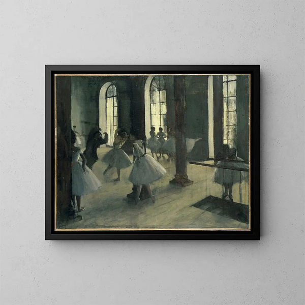 La Répétition au foyer de la danse - Edgar Degas — indrammet kunstværk på væggen