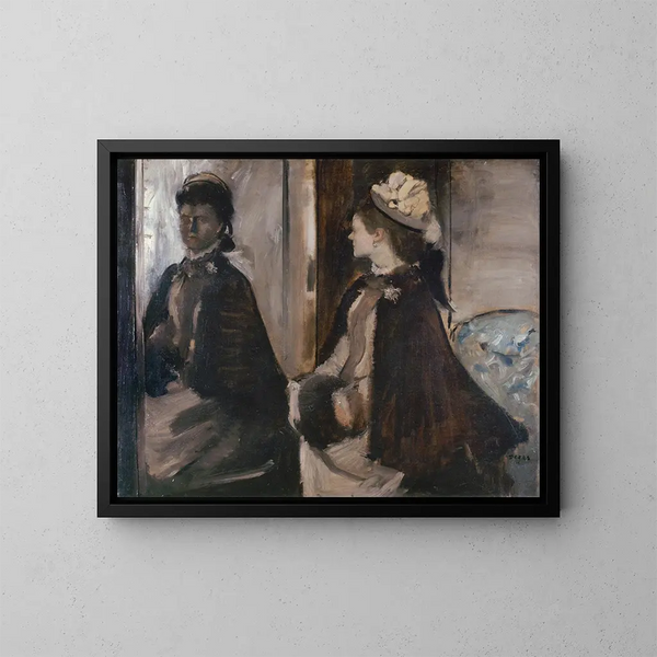 Madame Jeantaud i spejlet - Edgar Degas — indrammet kunstværk på væggen