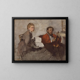 Violonist og ung kvinde - Edgar Degas — indrammet kunstværk på væggen