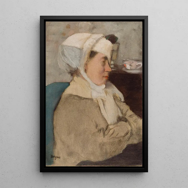 Kvinde med bandage - Edgar Degas — indrammet kunstværk på væggen
