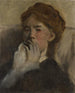 ung kvinde med hånden foran munden - Edgar Degas — visning af kunstværket
