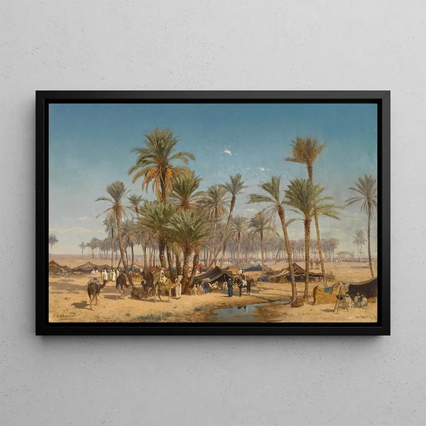 L'Oasis de Biskra - Edmund Berninger — indrammet kunstværk på væggen