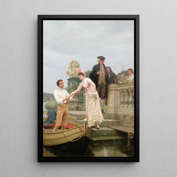 Reproduktion af maleriet Pose din bløde hånd i min og stol på mig - Edmund Blair Leighton