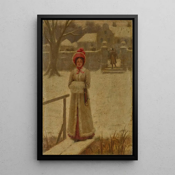 La promenade d'hiver - Edmund Blair Leighton — indrammet kunstværk på væggen